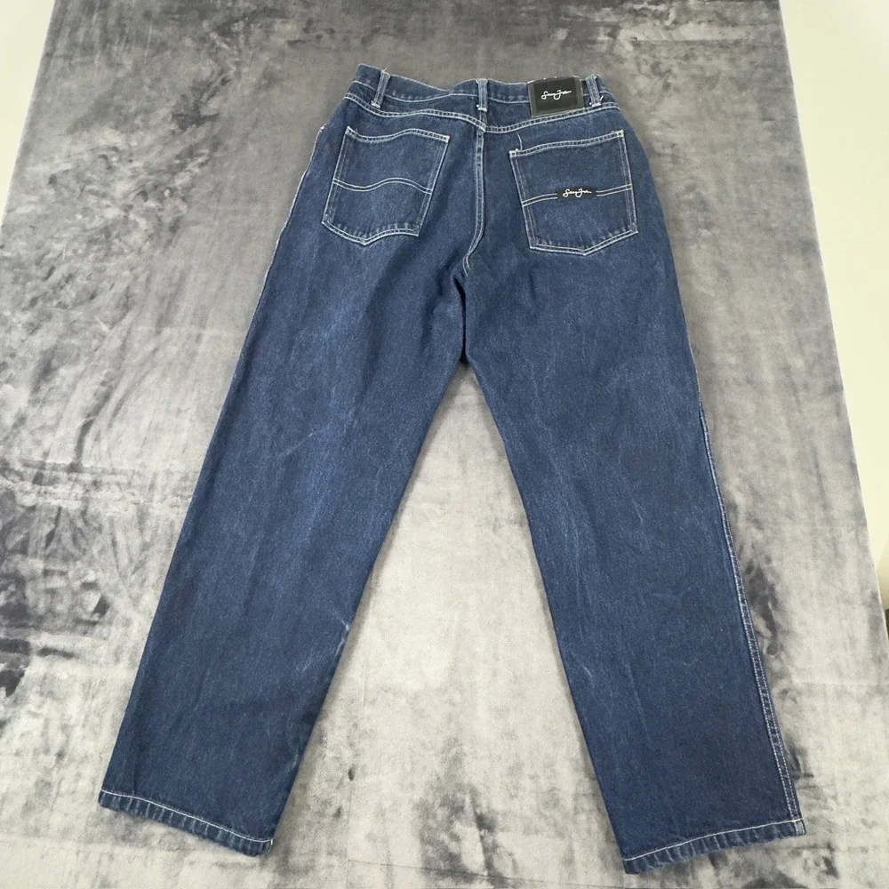 Sean John Jeans Mens 32 Dark Blue Straight Leg Baggy 100% Cotton Y2K